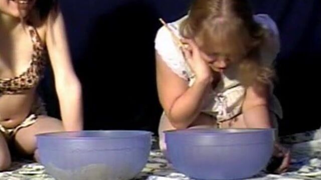 Two Girls Gagging Vomit Puke Puking Vomiting Food vomit porn puke porn