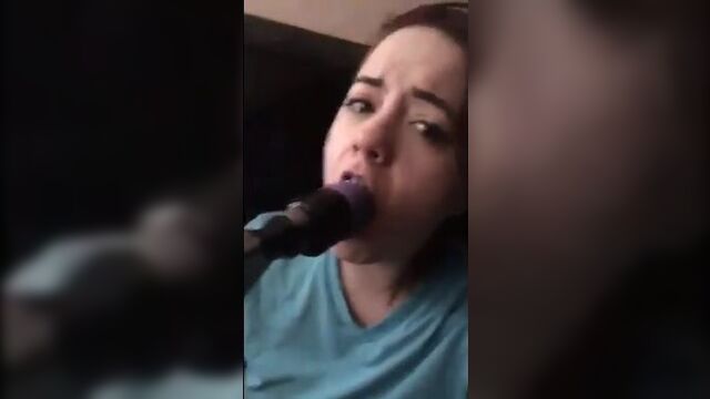 literally hammers a dildo down her throat vomit porn puke porn